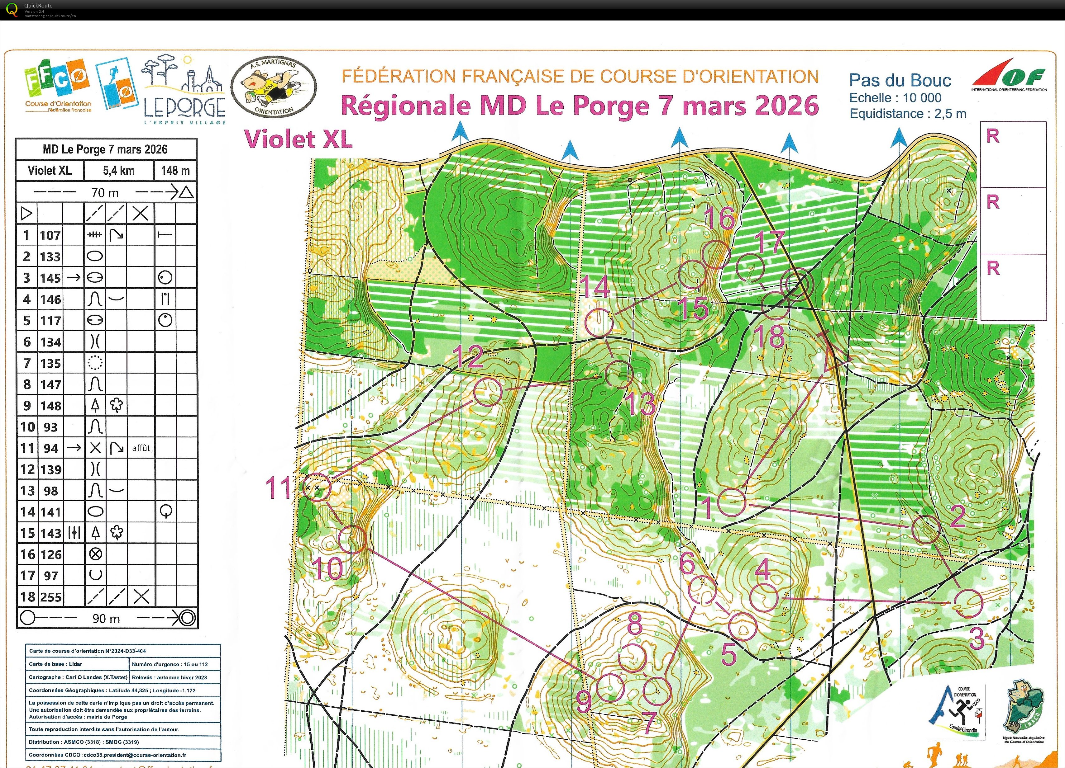 CO Régionale MD1 Le Porge (07/03/2026)